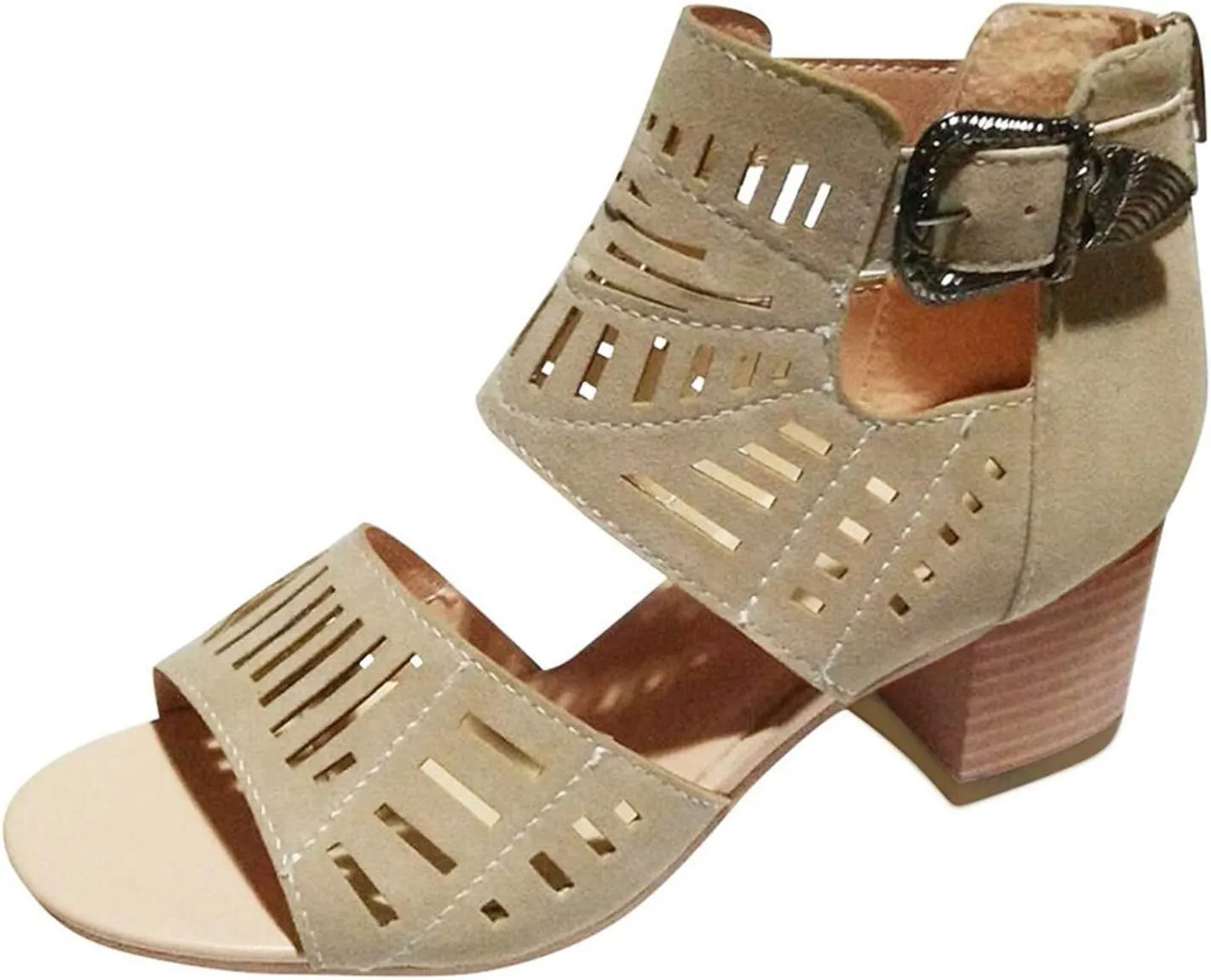 Shoes for Women Dressy, Women's Suede Peep Toe Ankle Booties Cut Out Stacked Block Heel Ankle Boots Drssy
