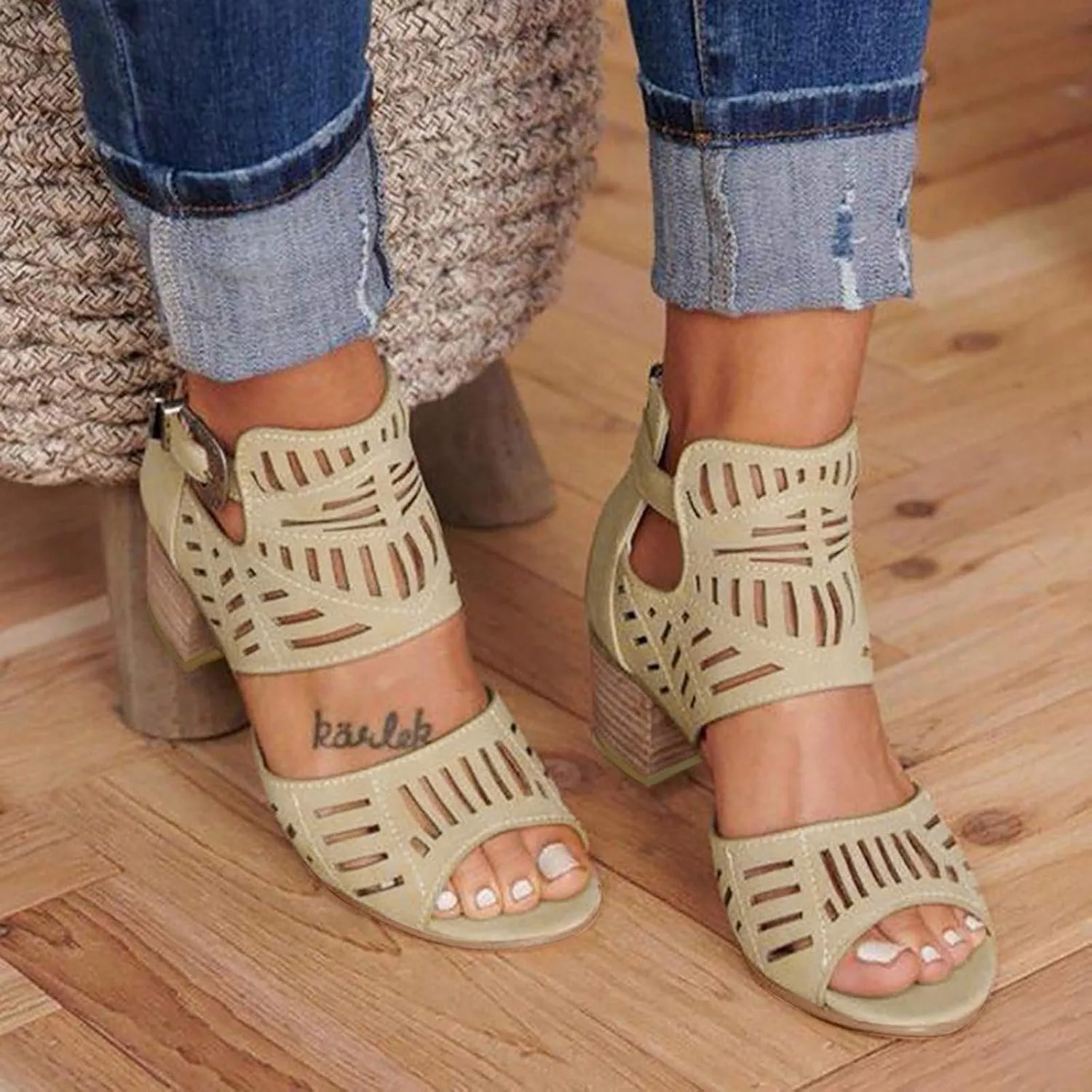 Shoes for Women Dressy, Women's Suede Peep Toe Ankle Booties Cut Out Stacked Block Heel Ankle Boots Drssy