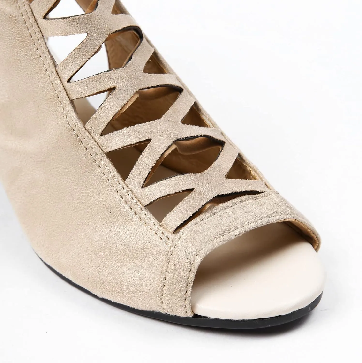 Shoes for Women Dressy, Women's Suede Peep Toe Ankle Booties Cut Out Stacked Block Heel Ankle Boots Drssy