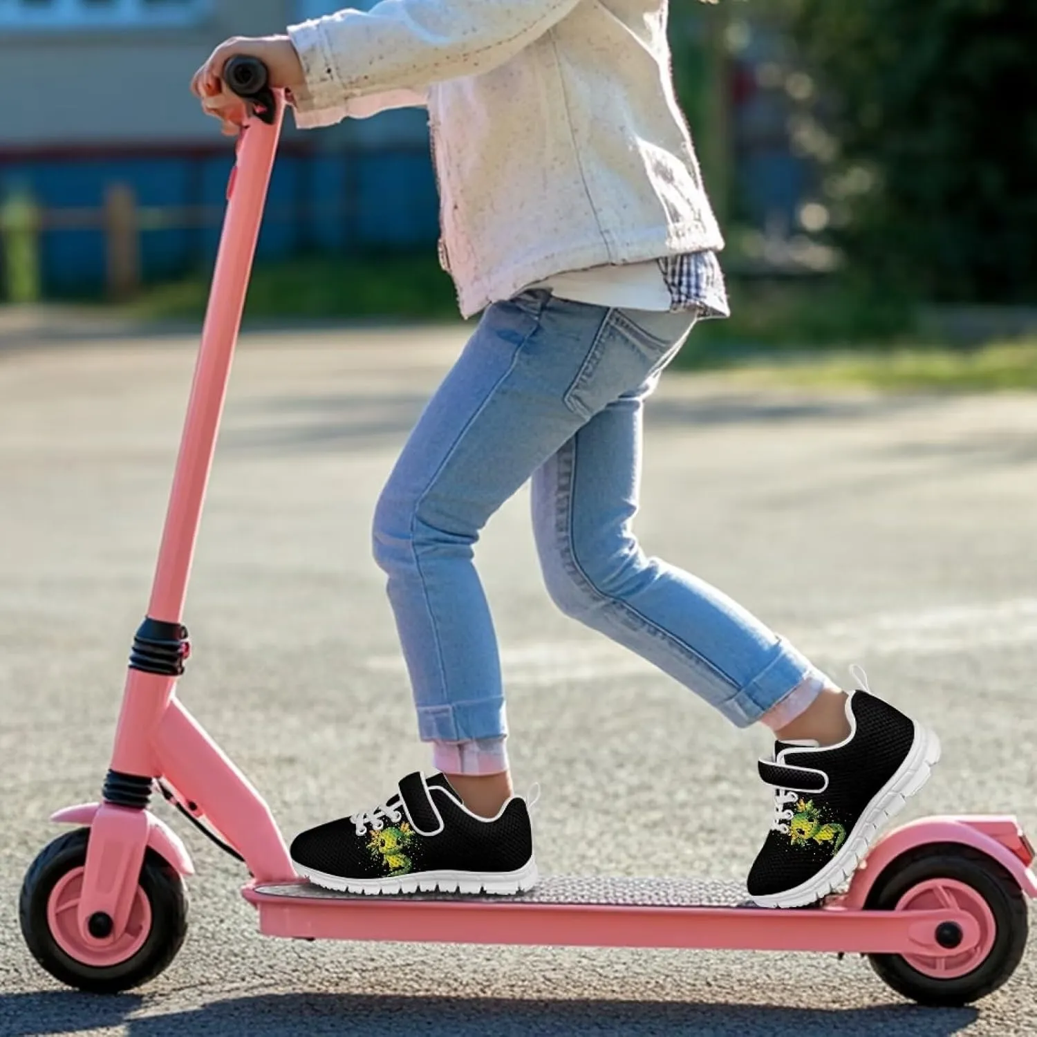 Showudesigns Athletic Tennis Shoes for Girls Kids Active Sip On Sneakers Running Gym Shoes