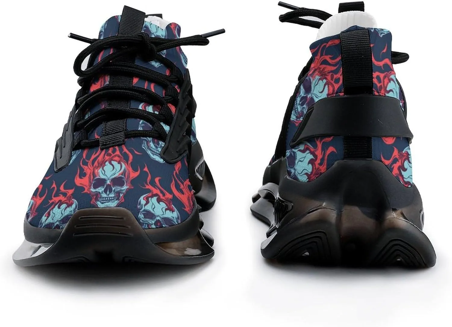 Skulls Flames Men's Running Shoes Lightweight Walking Shoe Breathable Sneaker