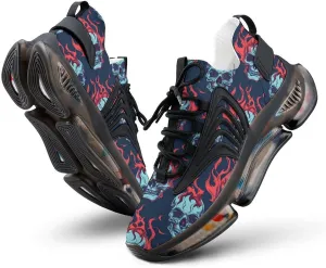 Skulls Flames Men's Running Shoes Lightweight Walking Shoe Breathable Sneaker