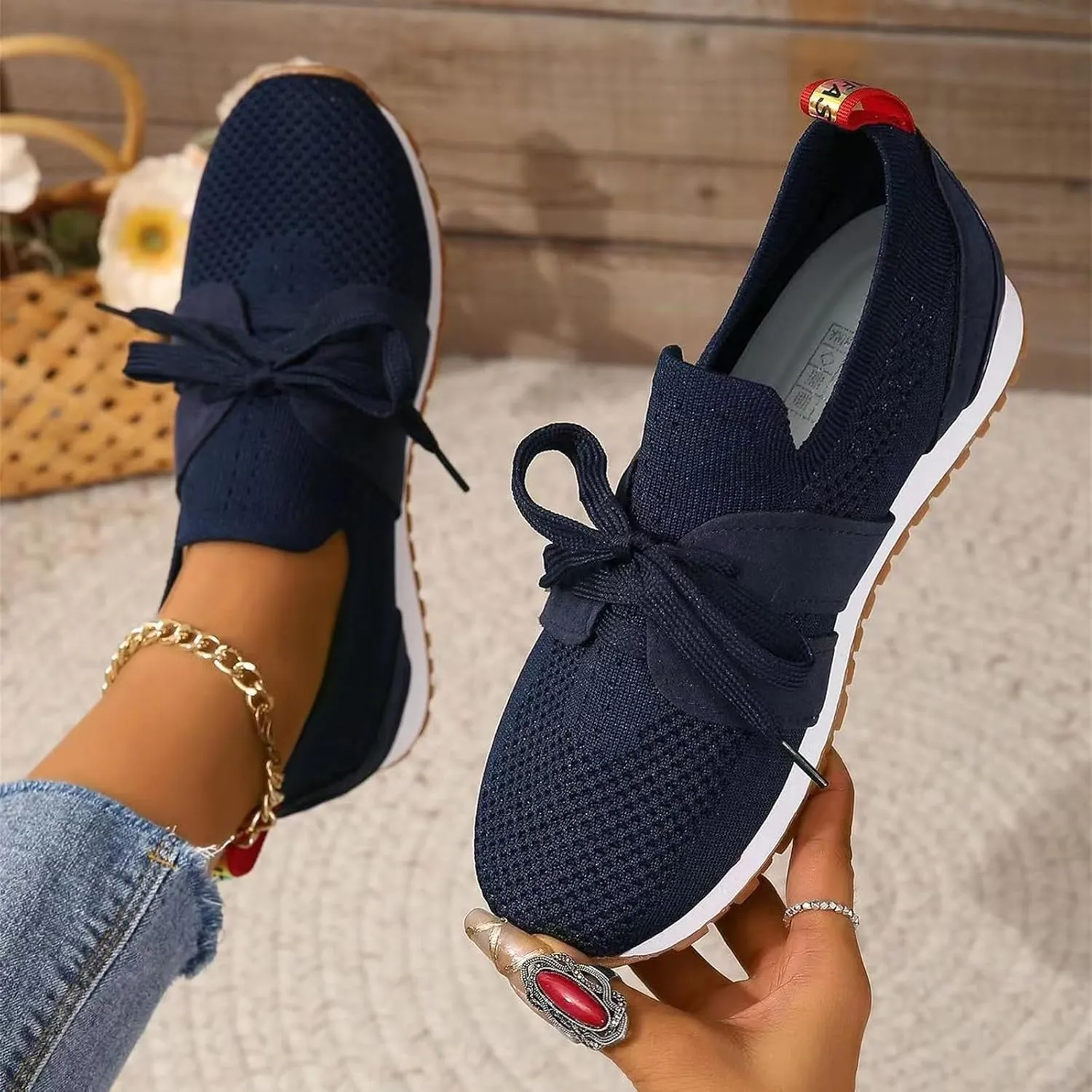 Slip On Sneakers Women Arch Support Running Shoes Non Slip Walking Shoes Lightweight Fashion Gym Workout Tennis Shoes