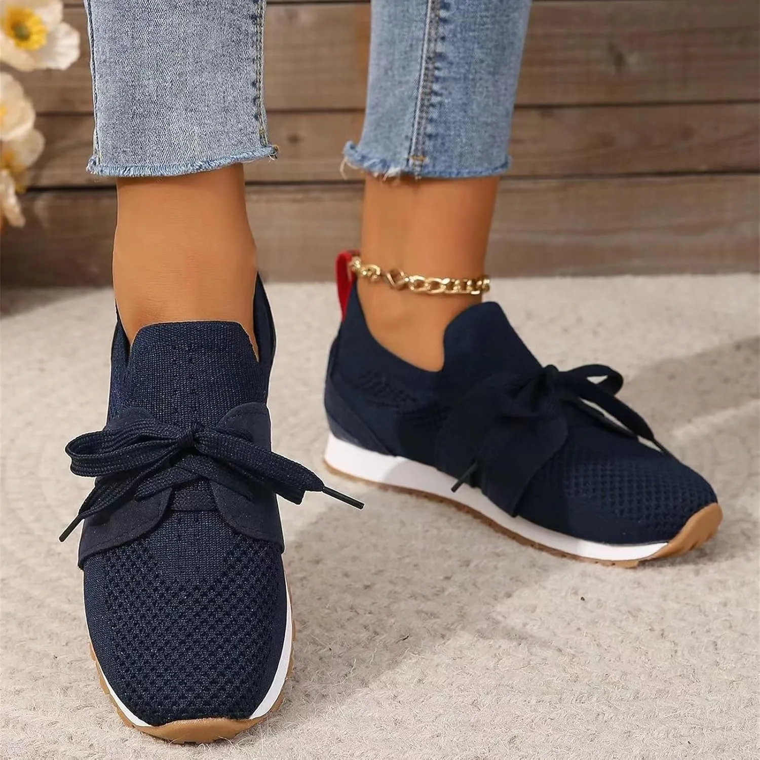 Slip On Sneakers Women Arch Support Running Shoes Non Slip Walking Shoes Lightweight Fashion Gym Workout Tennis Shoes