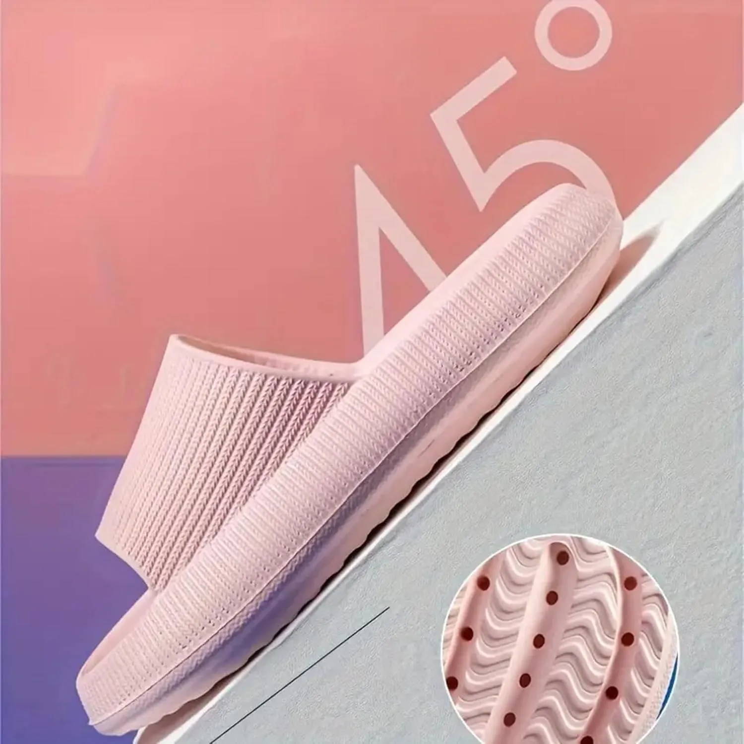 Slippers for Women and Men Non Slip Quick Drying Shower Weight Loose Exercise Slides with Cushion Recovery Slides Soft Sole Open Toe House Slippers