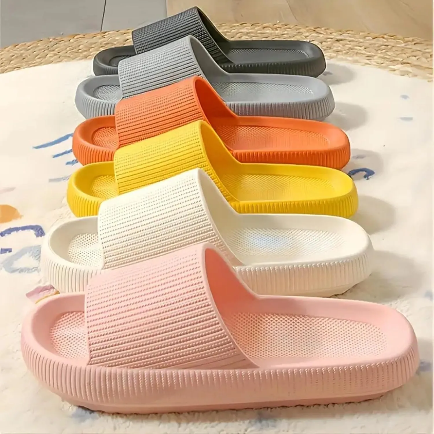 Slippers for Women and Men Non Slip Quick Drying Shower Weight Loose Exercise Slides with Cushion Recovery Slides Soft Sole Open Toe House Slippers