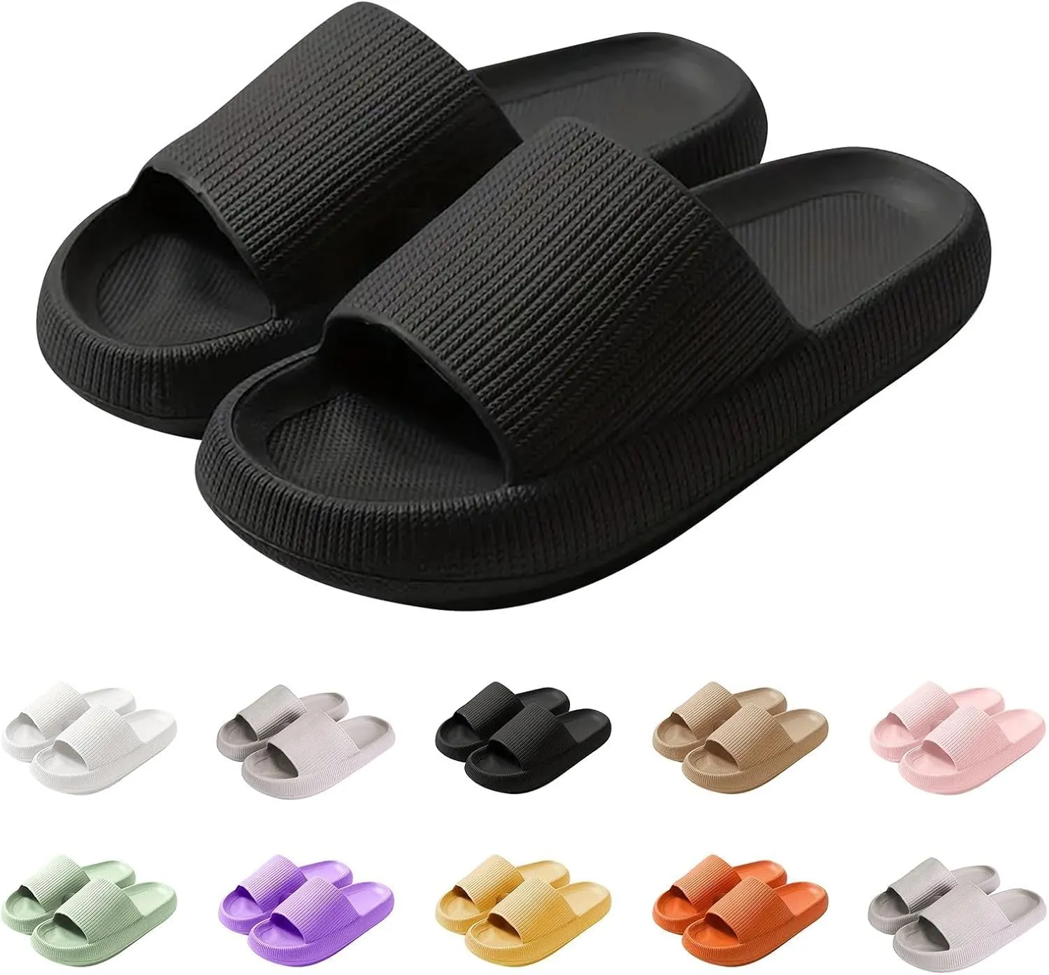 Slippers for Women and Men Non Slip Quick Drying Shower Weight Loose Exercise Slides with Cushion Recovery Slides Soft Sole Open Toe House Slippers