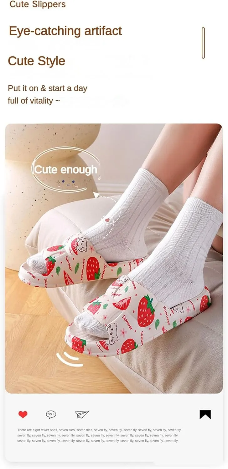 Strawberry Women Slide Slippers Sandals For Women Cute Slippers Sandals Funny Slide Beach Travel Shower Slide