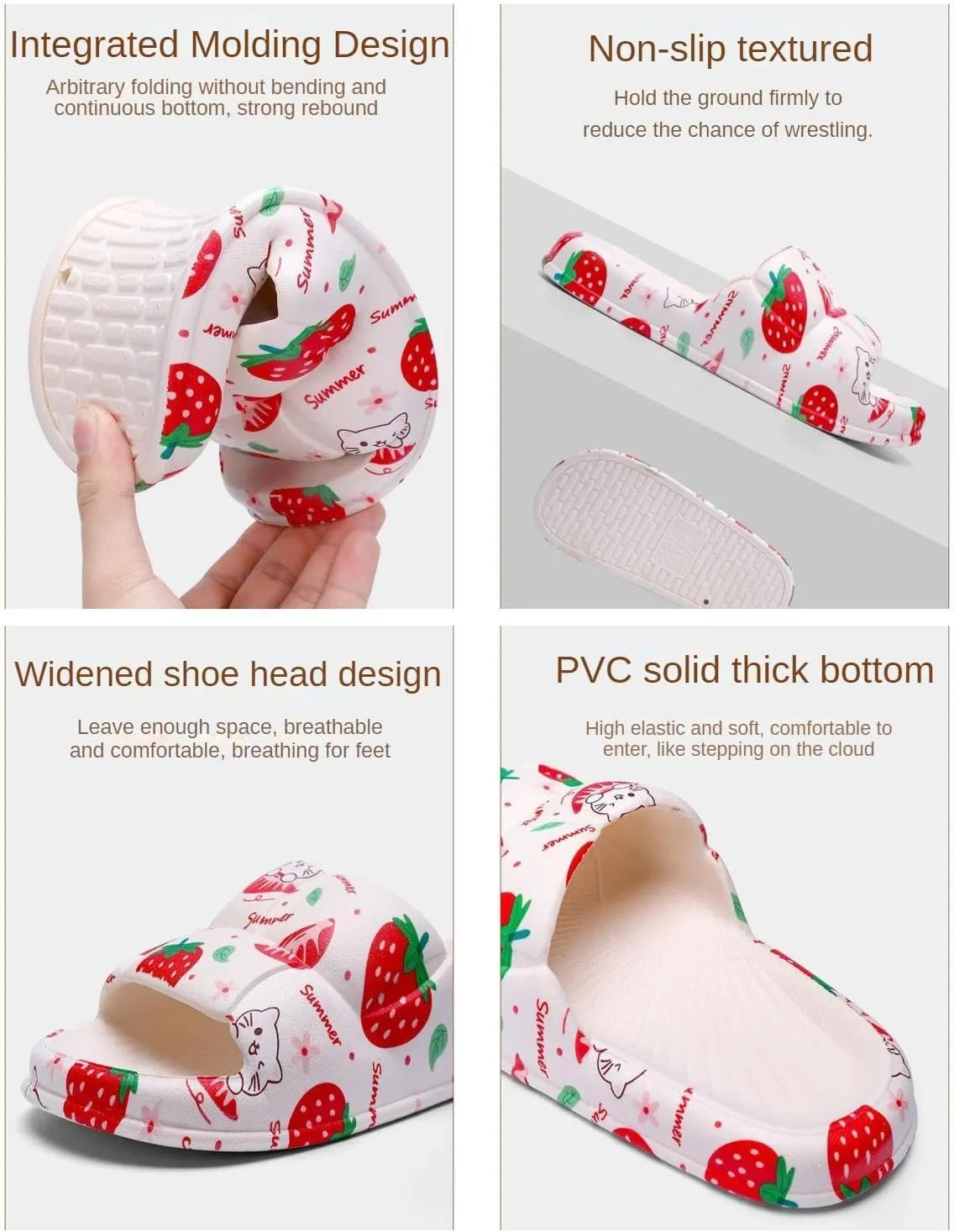 Strawberry Women Slide Slippers Sandals For Women Cute Slippers Sandals Funny Slide Beach Travel Shower Slide
