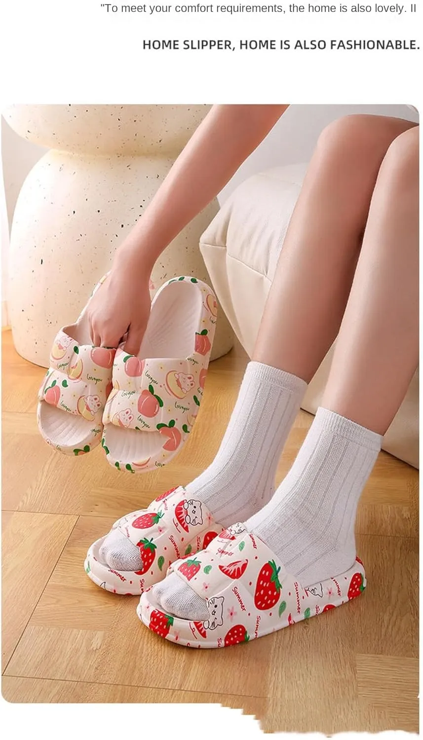 Strawberry Women Slide Slippers Sandals For Women Cute Slippers Sandals Funny Slide Beach Travel Shower Slide