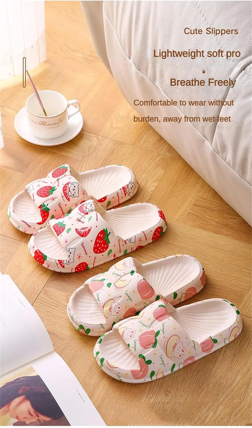 Strawberry Women Slide Slippers Sandals For Women Cute Slippers Sandals Funny Slide Beach Travel Shower Slide