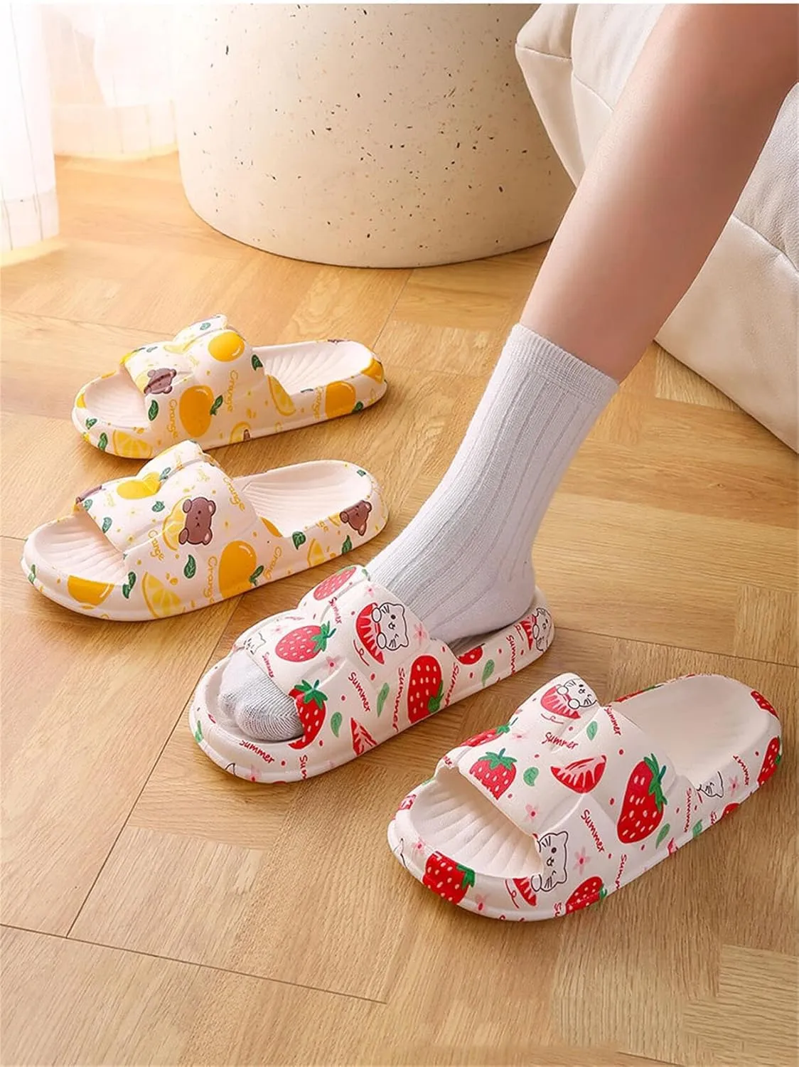 Strawberry Women Slide Slippers Sandals For Women Cute Slippers Sandals Funny Slide Beach Travel Shower Slide
