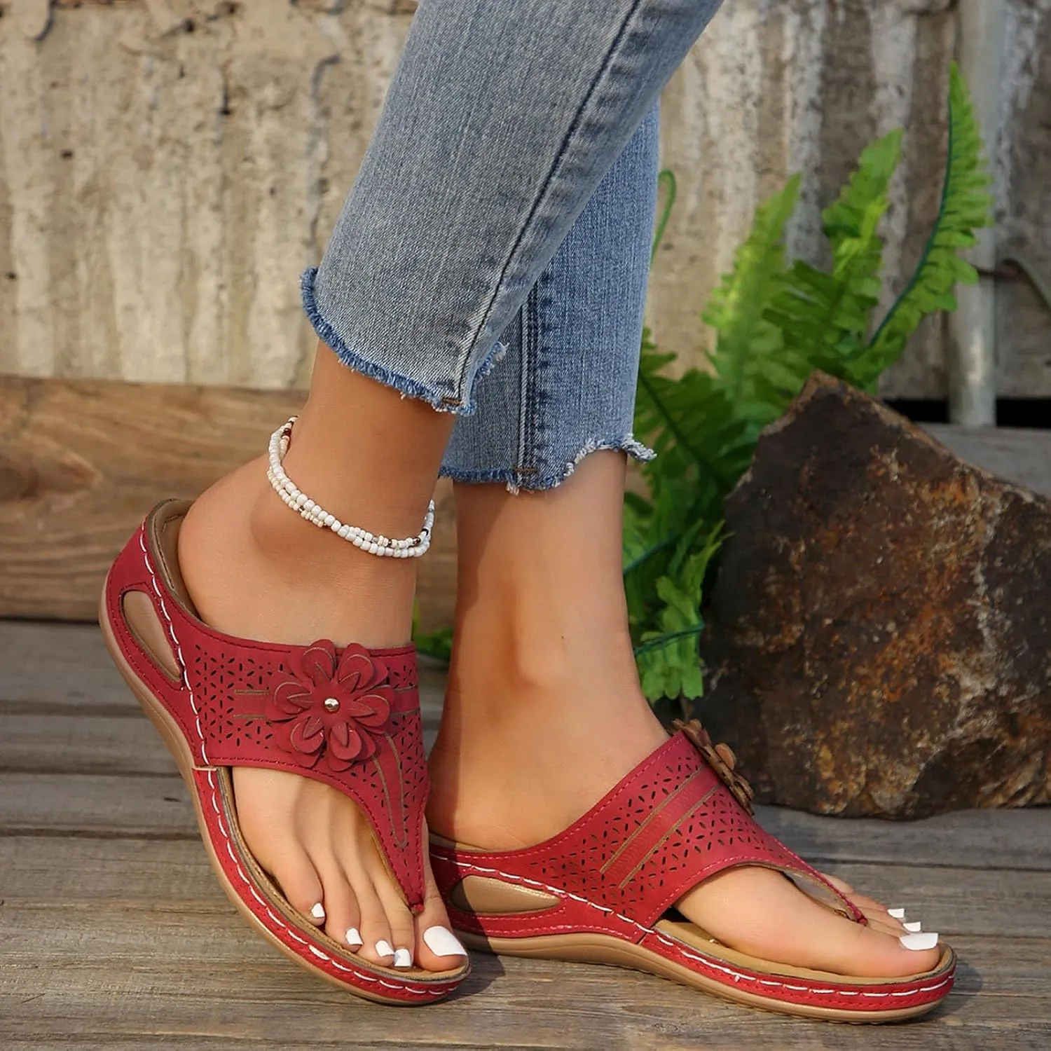 Summer Orthopedic Sandals for Women 2025 Womens Summer Dressy Comfortable Flip Flops with Arch Support Slip on Beach & Casual Shoes Wedge Sandals 2025