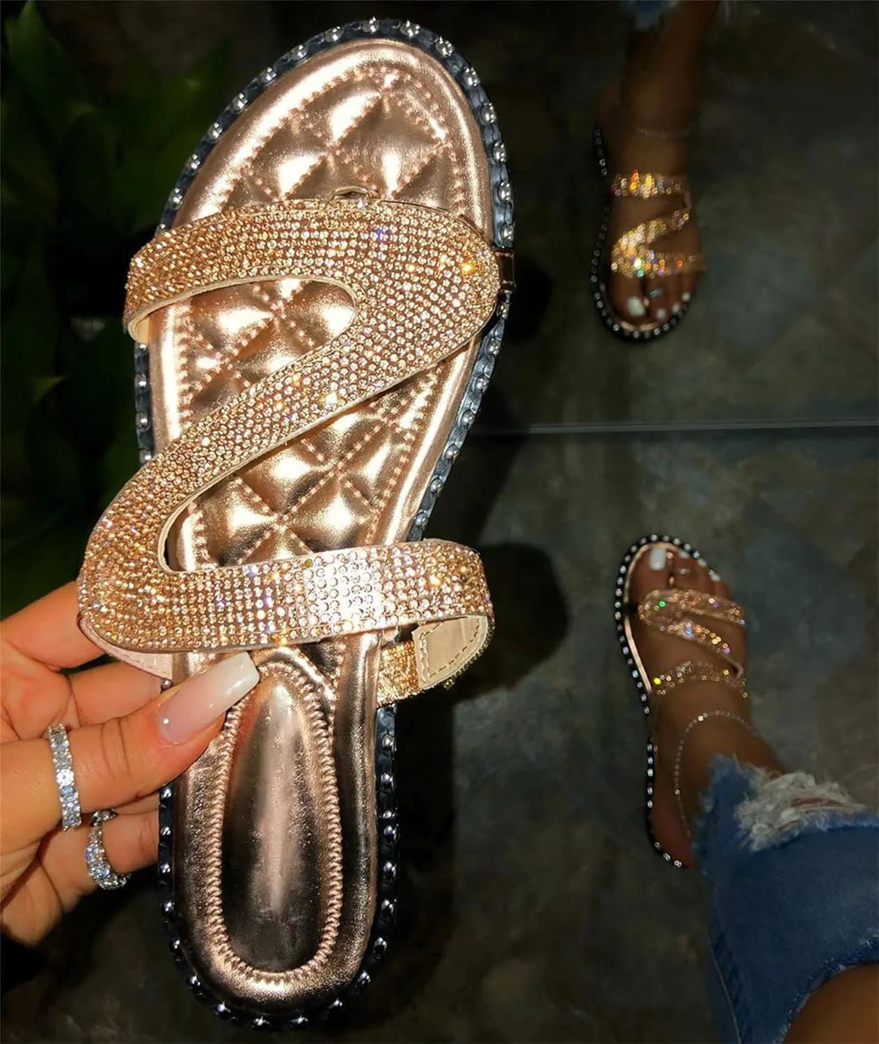 Summer Sandals For Women,Women Strappy Flat Sadals Flat Dressy Flip-Flops Clip Toe T-Strap Gladiator Thong Beach Sandals