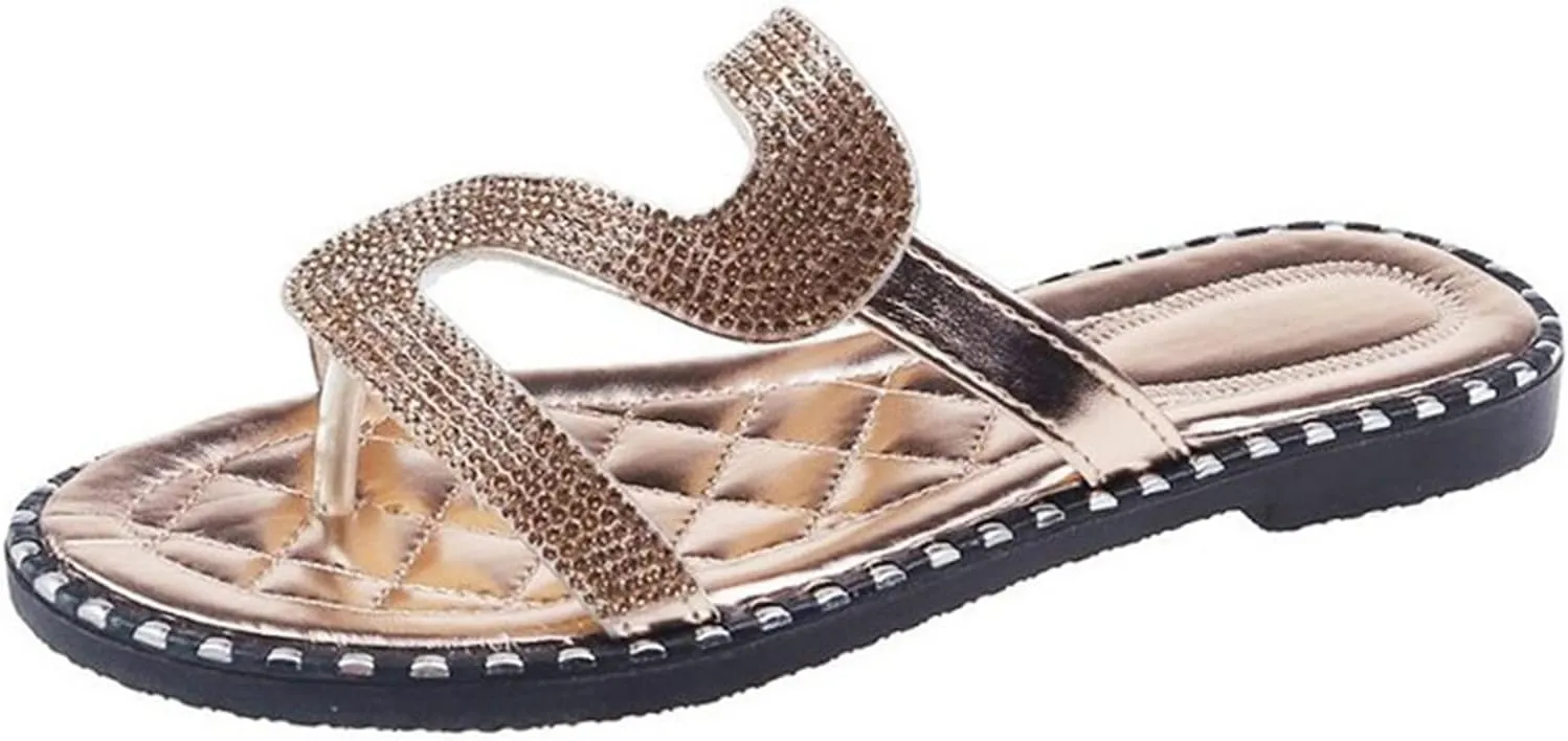 Summer Sandals For Women,Women Strappy Flat Sadals Flat Dressy Flip-Flops Clip Toe T-Strap Gladiator Thong Beach Sandals
