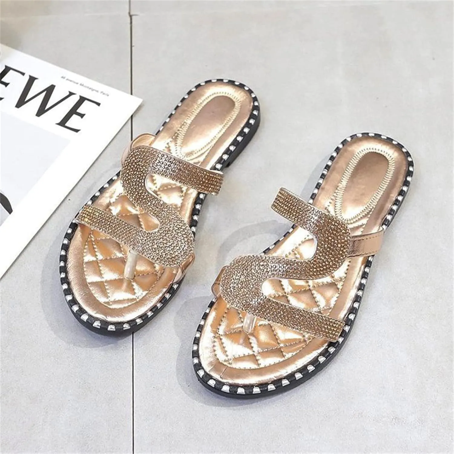 Summer Sandals For Women,Women Strappy Flat Sadals Flat Dressy Flip-Flops Clip Toe T-Strap Gladiator Thong Beach Sandals