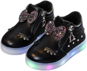 Toddler Baby Light Up Sneakers LED Baby Boots Infant Sport Luminous Girls Kids Shoes Bowknot Baby Flashing Sneakers