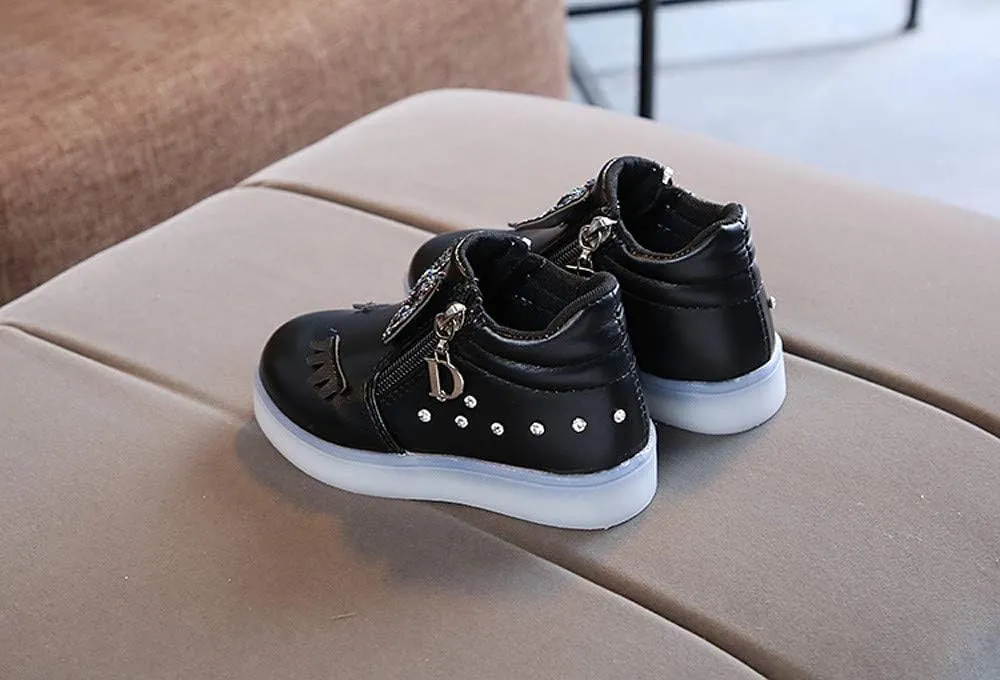 Toddler Baby Light Up Sneakers LED Baby Boots Infant Sport Luminous Girls Kids Shoes Bowknot Baby Flashing Sneakers
