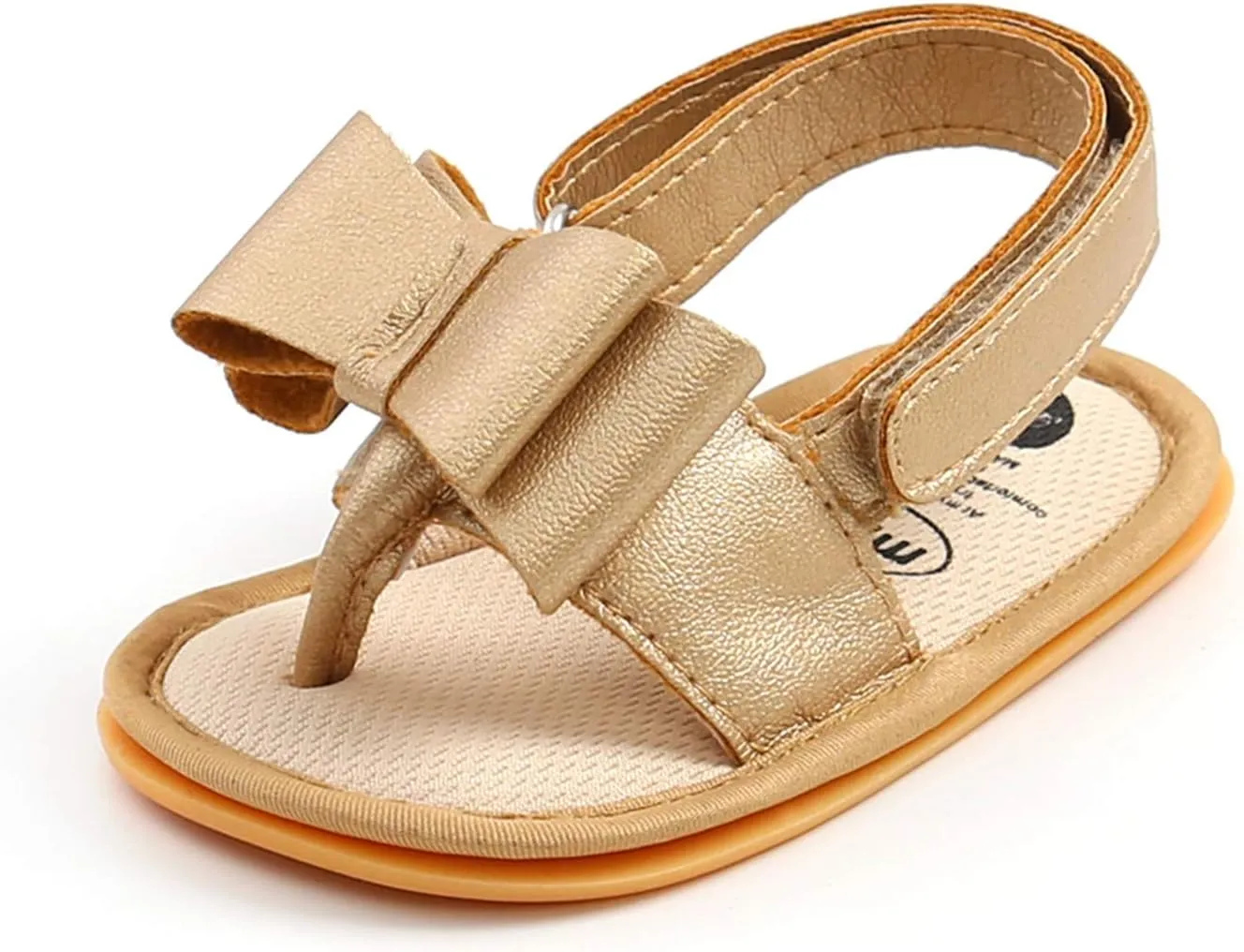 Toddler Comfortable Shoes Rubber Bow Shoes Walking Soft Flat Non-Slip Sole Baby Sandals Boys Girls Summer Baby