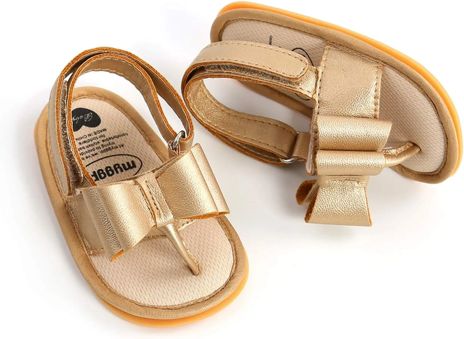 Toddler Comfortable Shoes Rubber Bow Shoes Walking Soft Flat Non-Slip Sole Baby Sandals Boys Girls Summer Baby