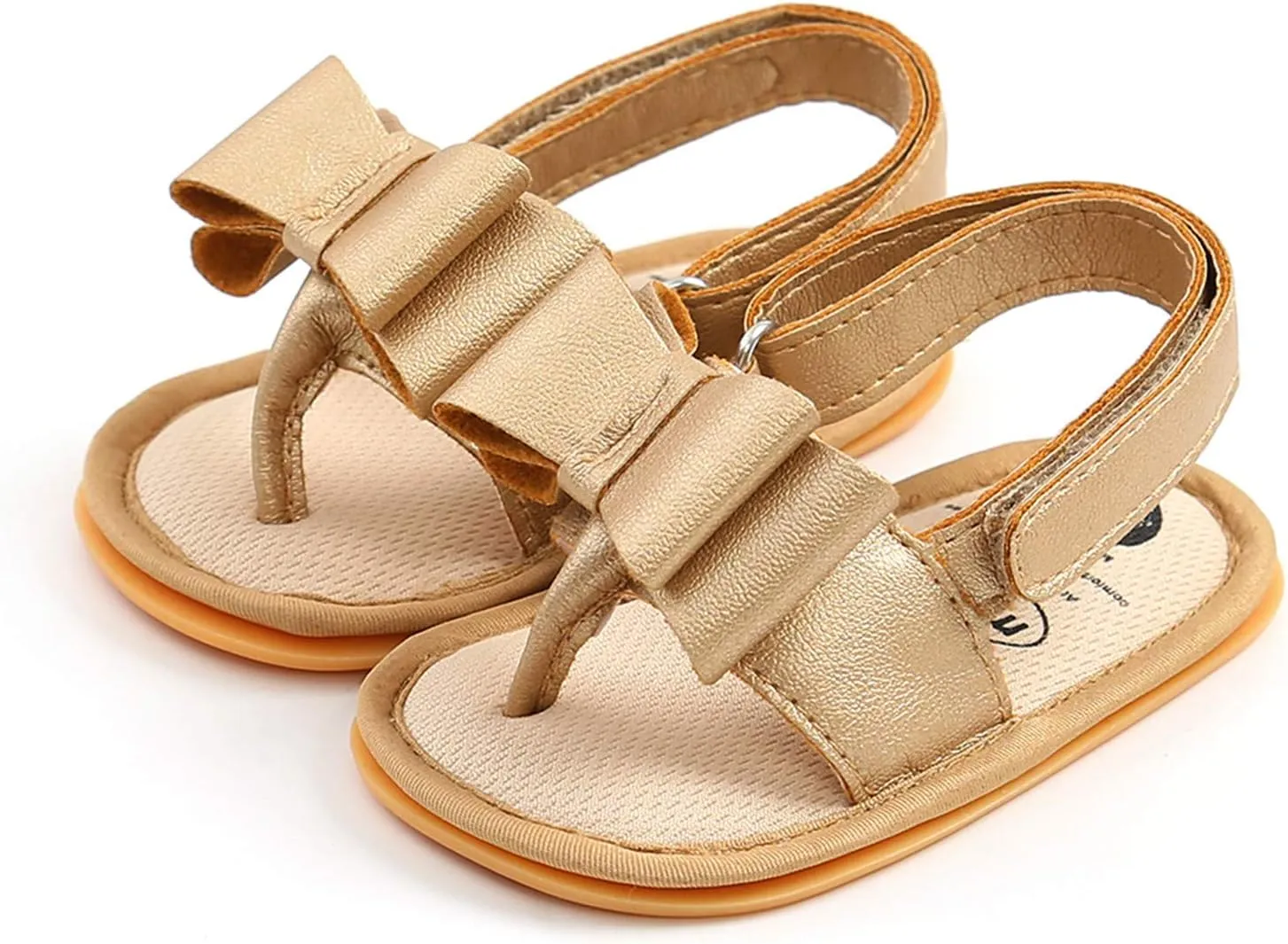 Toddler Comfortable Shoes Rubber Bow Shoes Walking Soft Flat Non-Slip Sole Baby Sandals Boys Girls Summer Baby