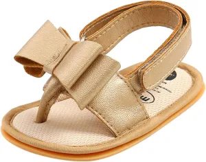 Toddler Comfortable Shoes Rubber Bow Shoes Walking Soft Flat Non-Slip Sole Baby Sandals Boys Girls Summer Baby