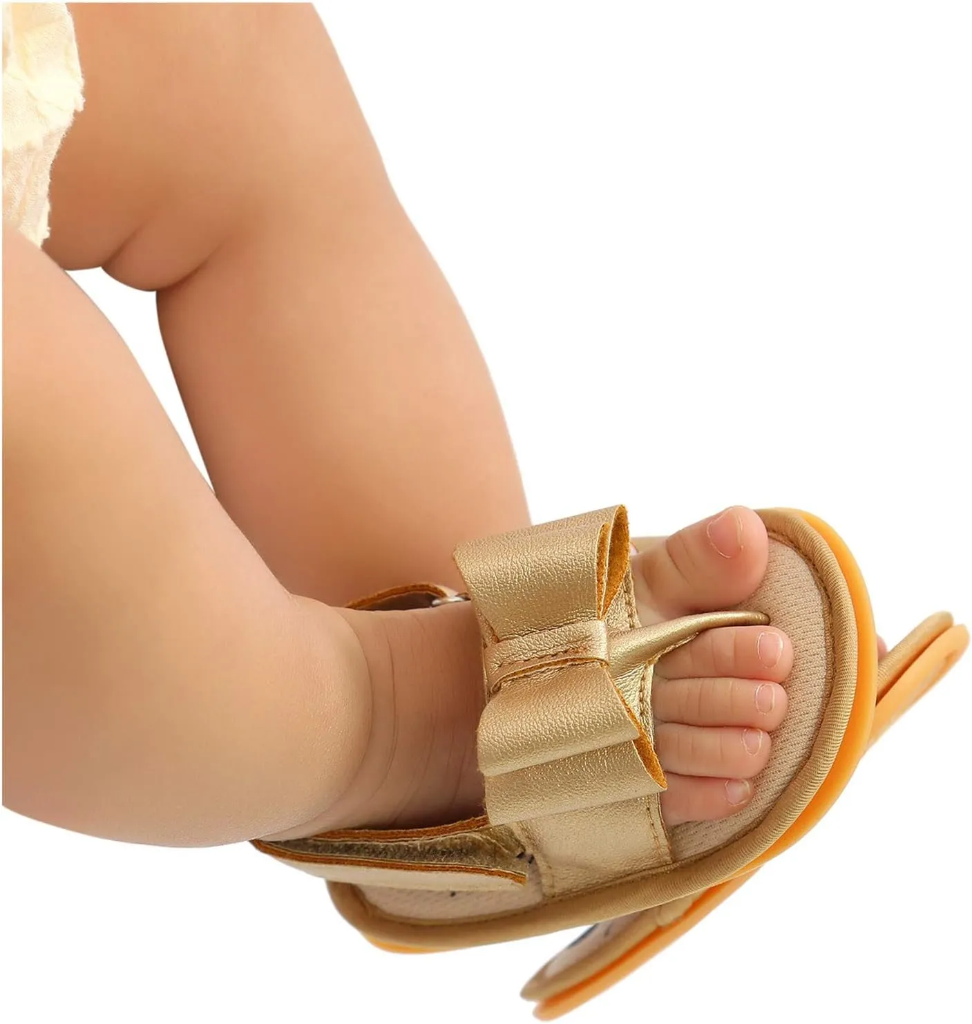 Toddler Comfortable Shoes Rubber Bow Shoes Walking Soft Flat Non-Slip Sole Baby Sandals Boys Girls Summer Baby