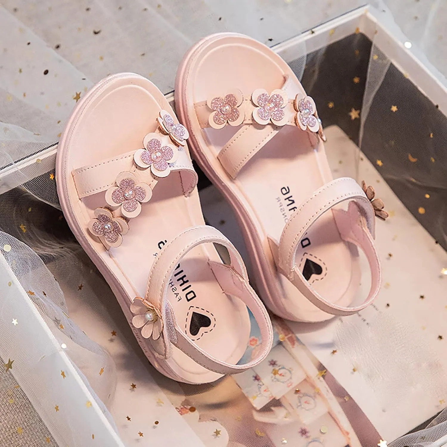 Toddler Flat Sole Shoes 3 to 12Y Children Shoes Summer Flower Sandals Fashion Little Girls Soft Sole Princess