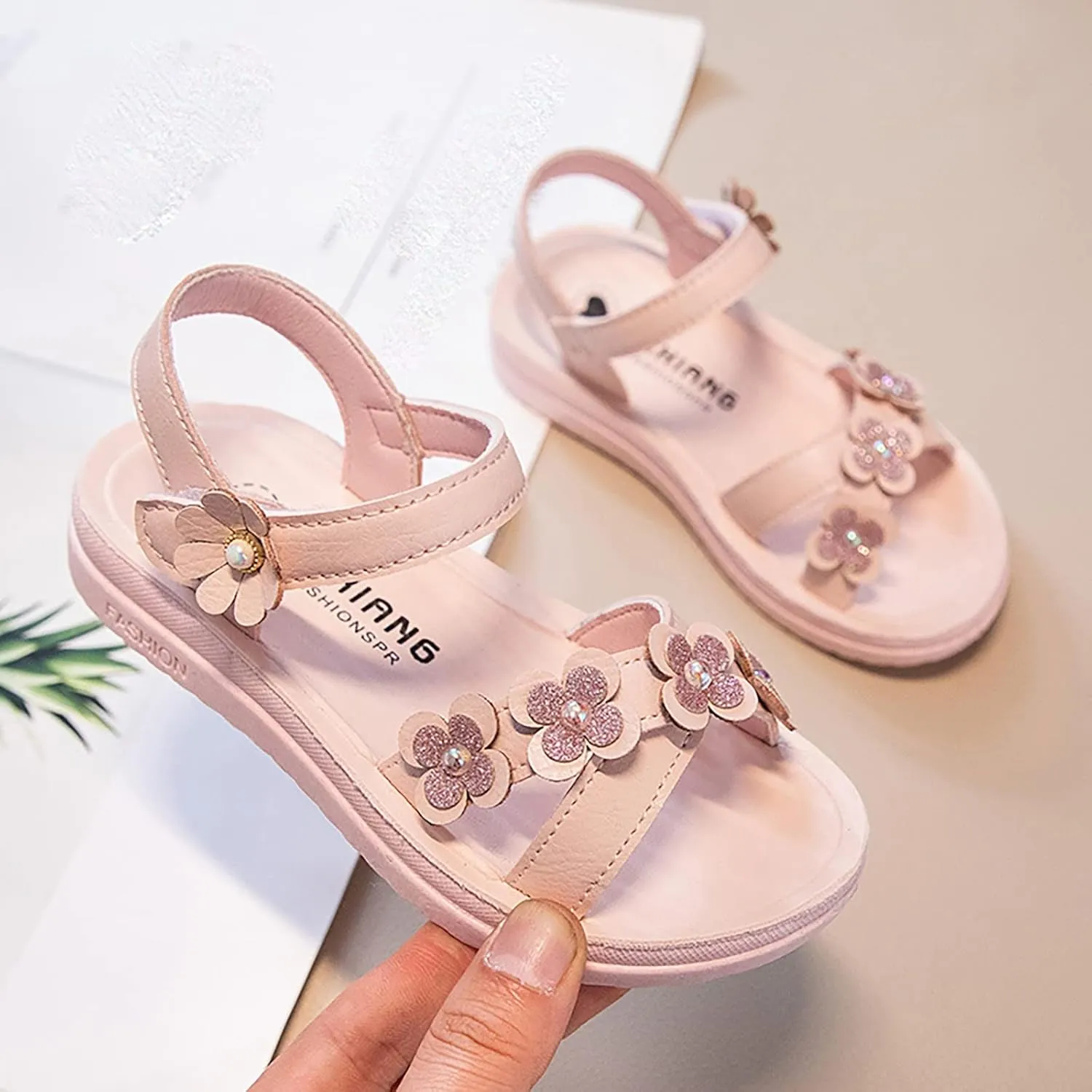 Toddler Flat Sole Shoes 3 to 12Y Children Shoes Summer Flower Sandals Fashion Little Girls Soft Sole Princess