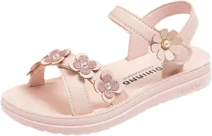 Toddler Flat Sole Shoes 3 to 12Y Children Shoes Summer Flower Sandals Fashion Little Girls Soft Sole Princess