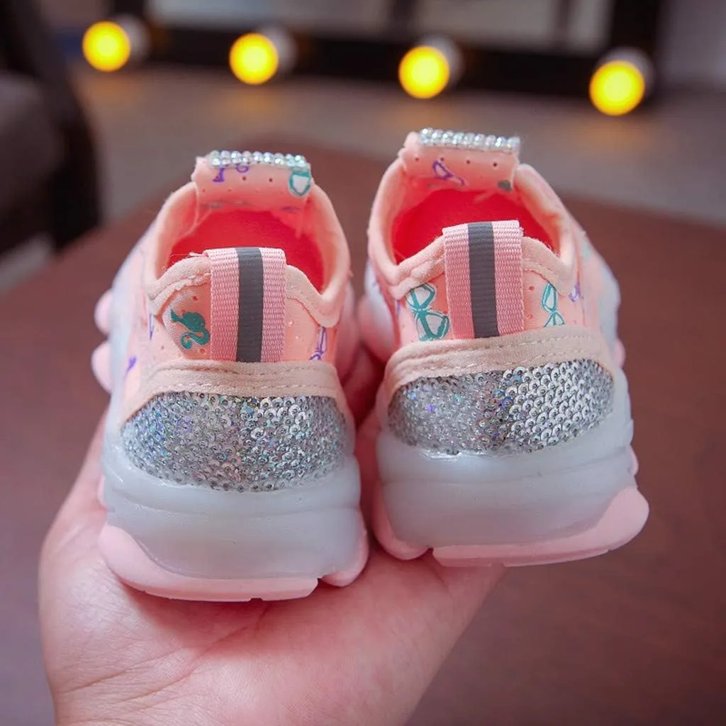 Toddler Girl Light Up Sneakers with Laces Kids Outdoor Tennis Running Sport Shoes Led Cozy Breathable Non Slip Shoes