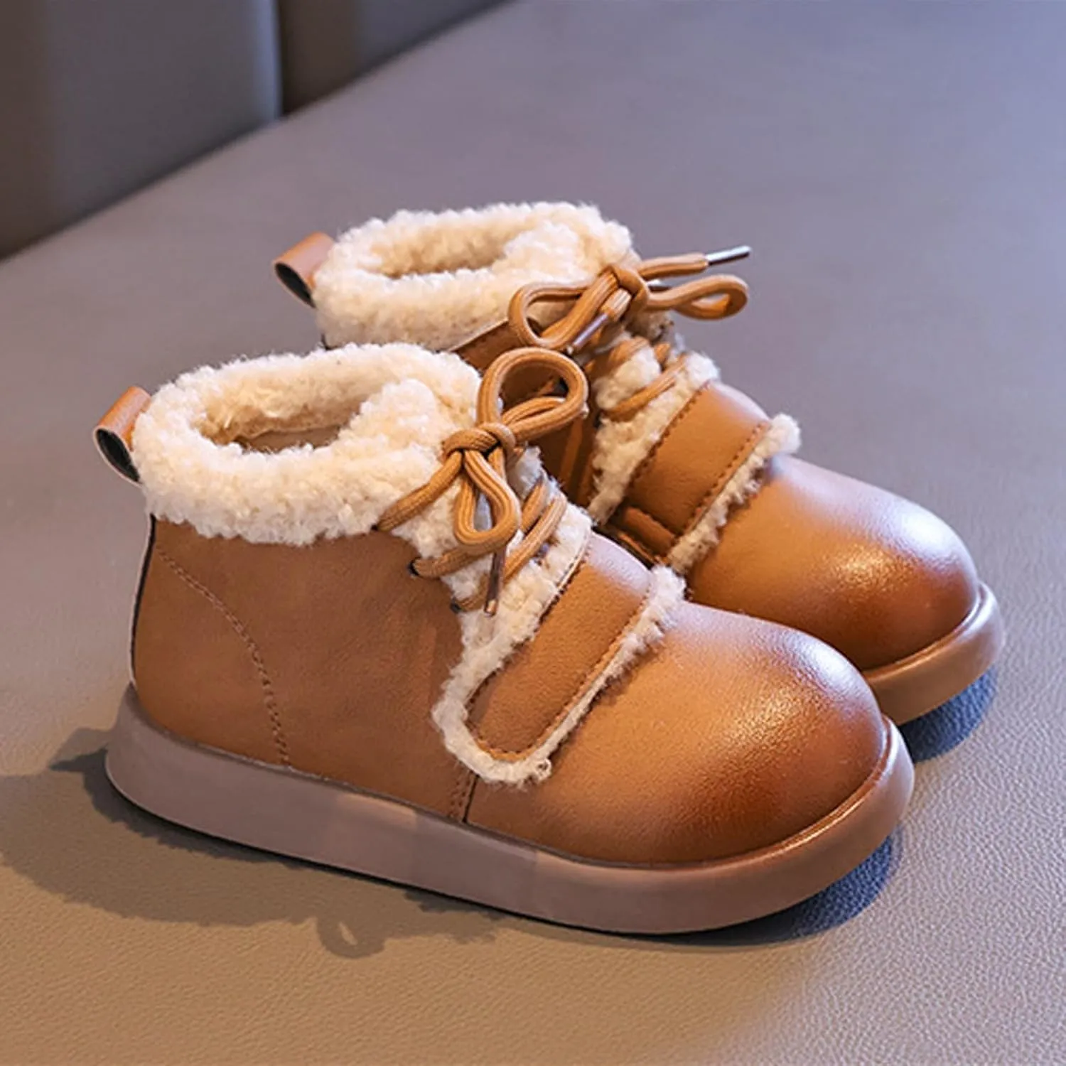 Toddler Girls Ankle Boots Fashion Big Kids Winter Water Proof Flat Keep Warm Snow Boots Kids Light up Shoes