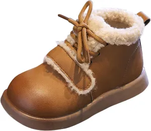 Toddler Girls Ankle Boots Fashion Big Kids Winter Water Proof Flat Keep Warm Snow Boots Kids Light up Shoes