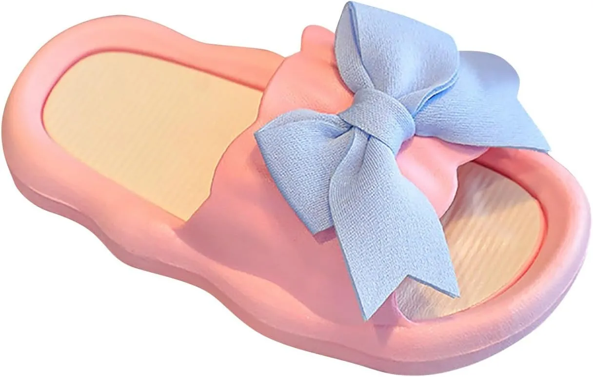 Toddler Girls Bow Flower Slides Sandals Flat Sole Pool Beach Shower Foam Slippers Baby Kids Summer Water Shoes Sandals