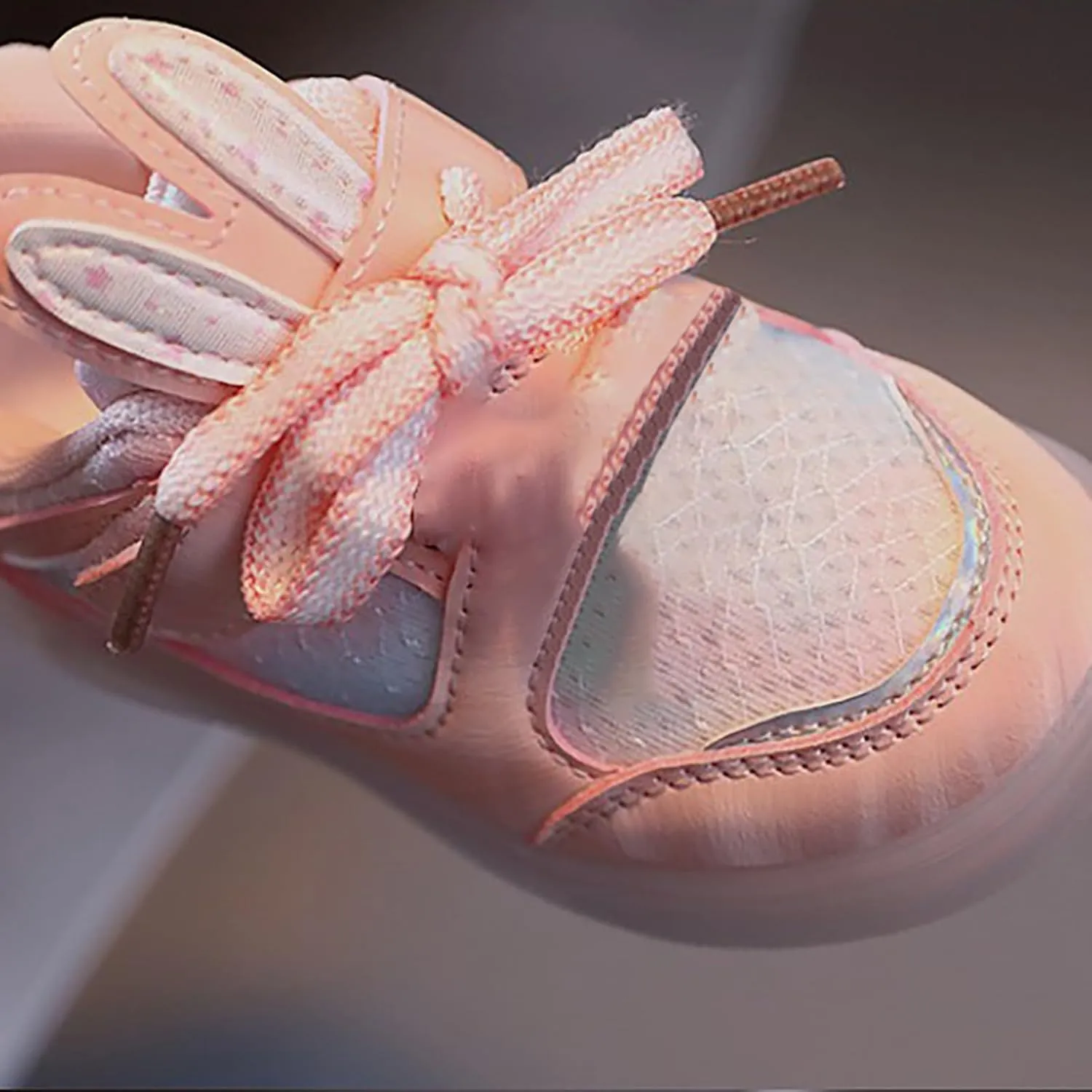 Toddler Infant Girls Cute Rabbit Ear Light Up Shoes Luminous Glowing Flat Bottom Breathable Outdoor Casual Trainer