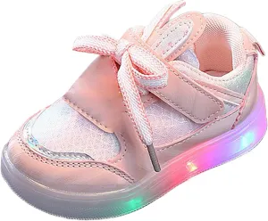 Toddler Infant Girls Cute Rabbit Ear Light Up Shoes Luminous Glowing Flat Bottom Breathable Outdoor Casual Trainer