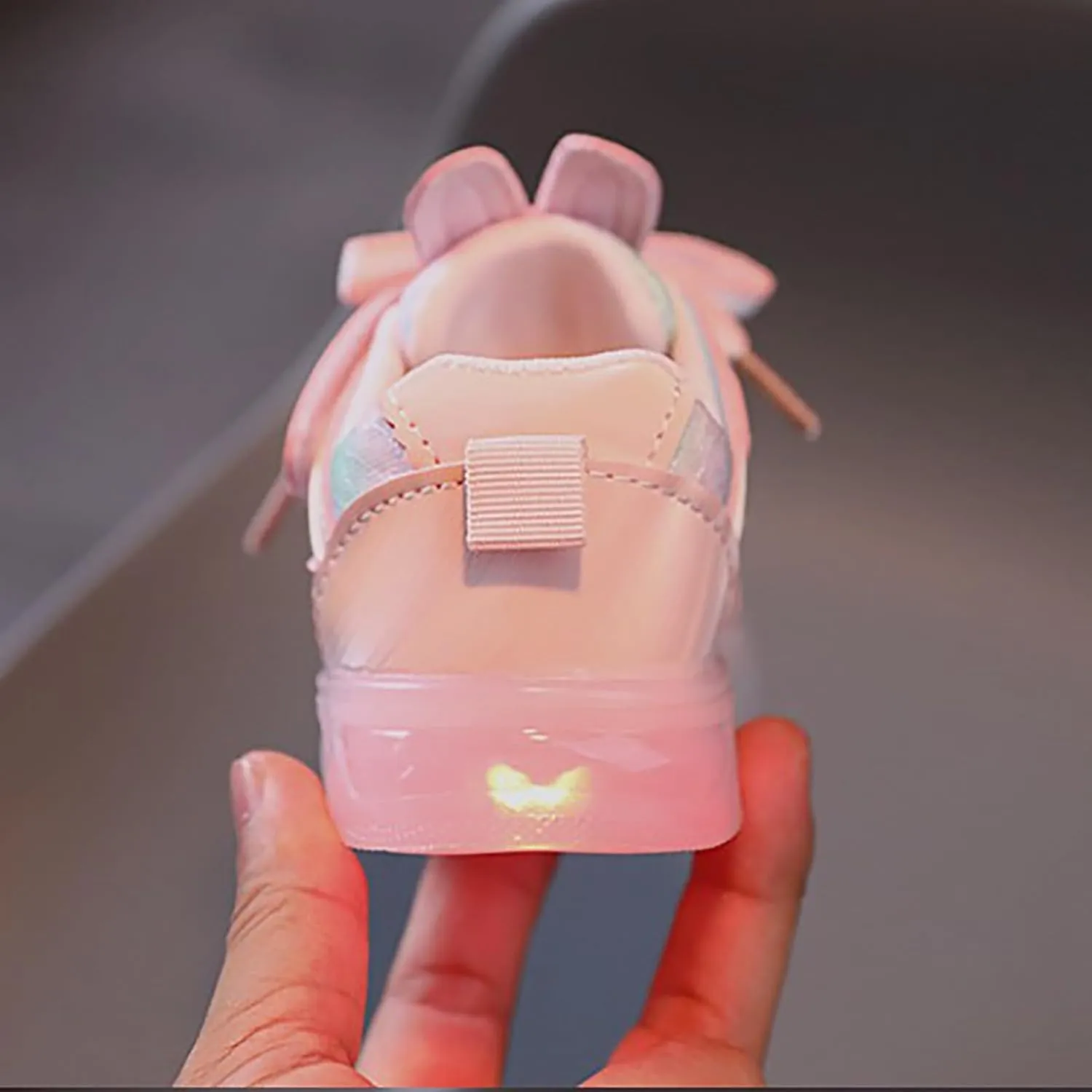 Toddler Infant Girls Cute Rabbit Ear Light Up Shoes Luminous Glowing Flat Bottom Breathable Outdoor Casual Trainer