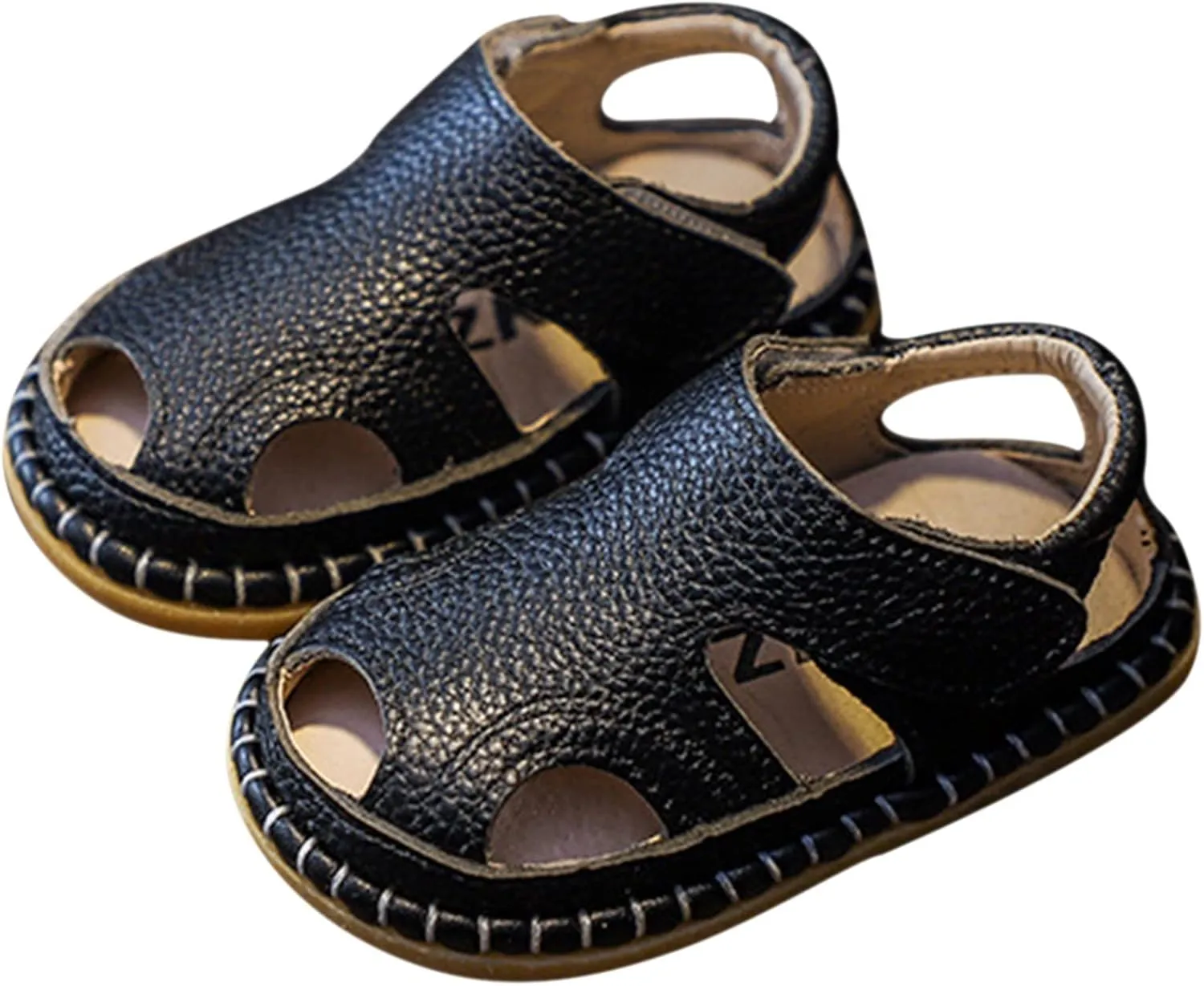 Toddler Leather Soft Barefoot Sandals Flat Bottom Non Slip Strap Hook Loop Shoes Summer Baby Kids Beach Water Sandals