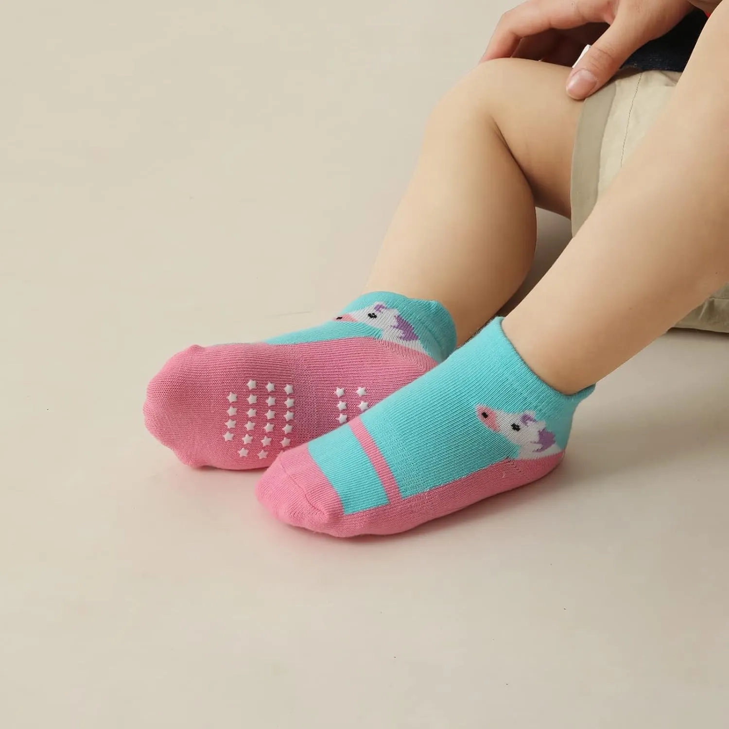 Toddler Socks Non Slip Grip Cute Cotton Baby Socks 12 Pack for Toddler Boys Girls Kids