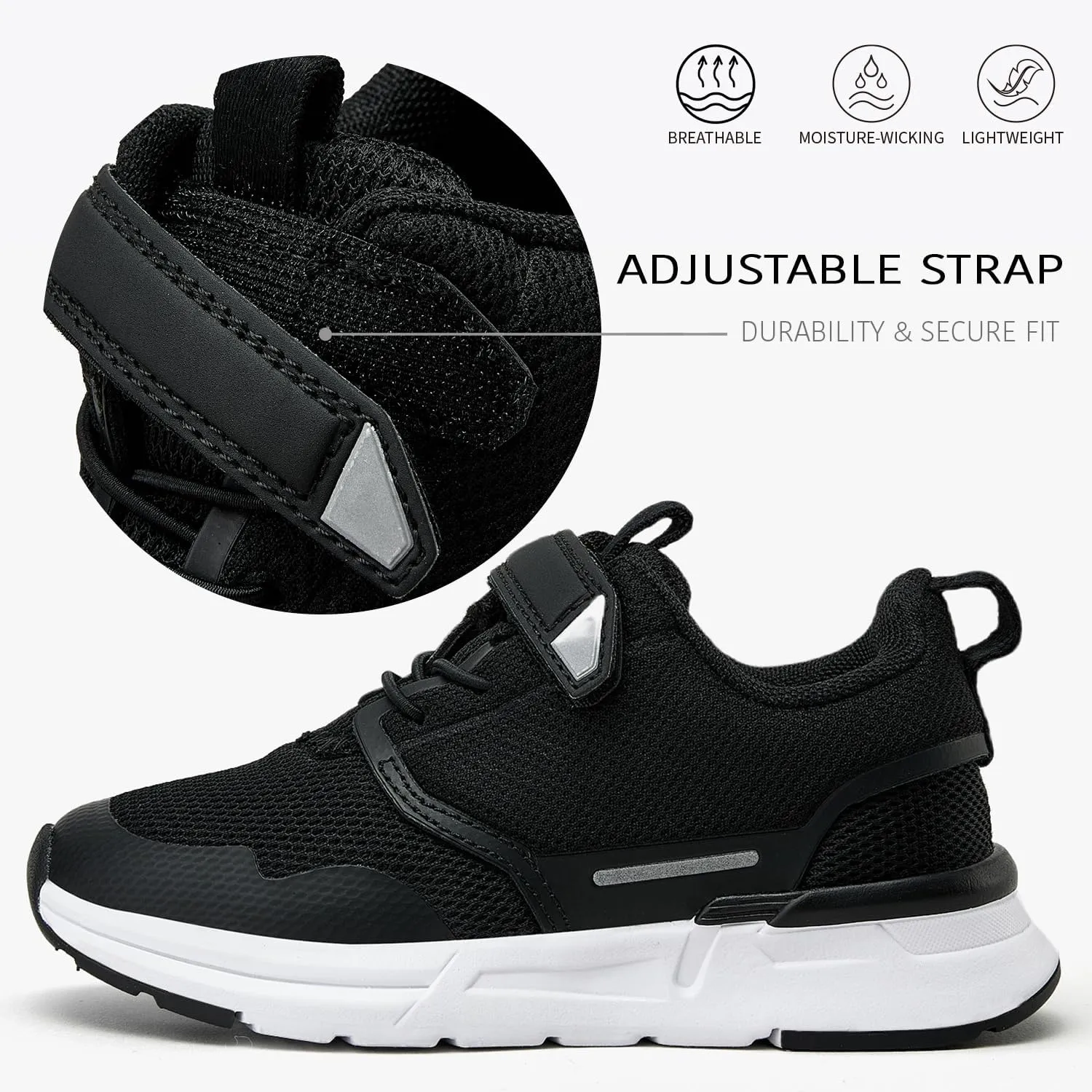 Toddler Sport Sneakers with Hook and Loop Closure - Lightweight Athletic Running Shoes for Boys and Girls