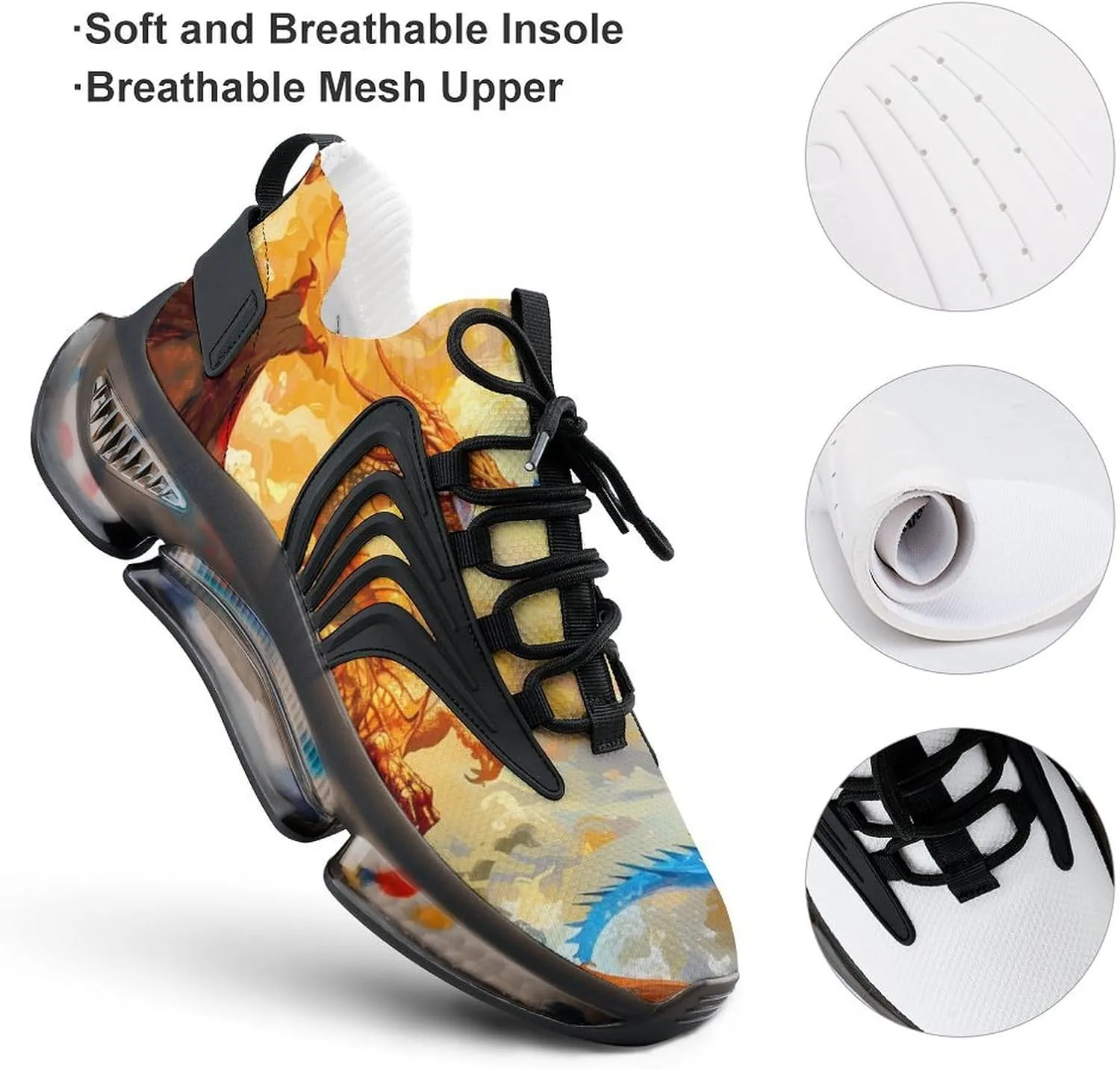 Two Evil Dragons Men's Running Shoes Lightweight Walking Shoe Breathable Sneaker