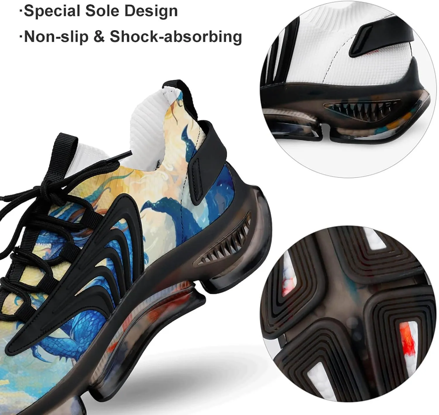 Two Evil Dragons Men's Running Shoes Lightweight Walking Shoe Breathable Sneaker