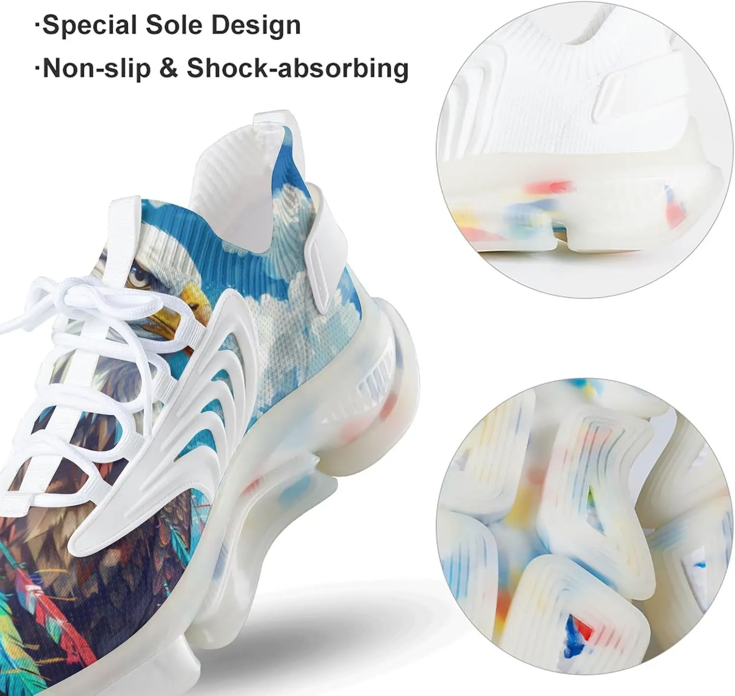 U.S.A Flag Eagle Men's Running Shoes Lightweight Walking Shoe Breathable Sneaker