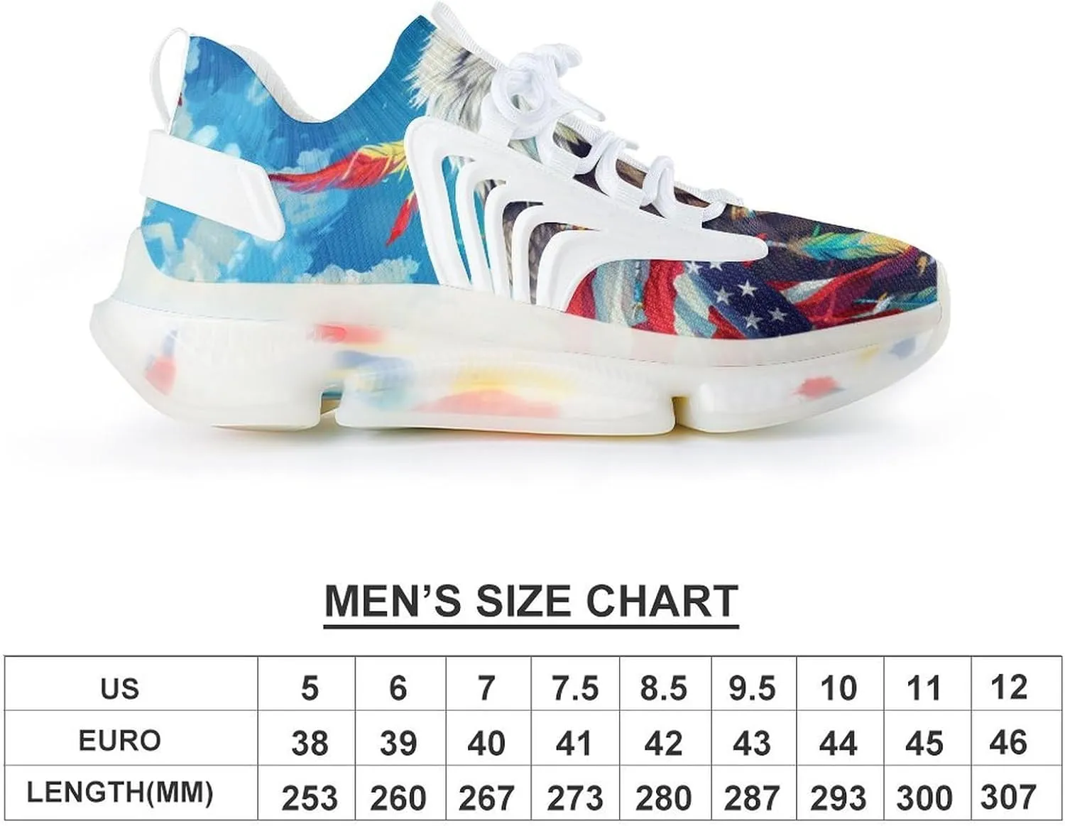 U.S.A Flag Eagle Men's Running Shoes Lightweight Walking Shoe Breathable Sneaker