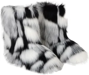 Valpeak Snow Boots for Women 2024 Furry Boots Winter Knee High Flat Heel Fluffy Faux Fur Boots