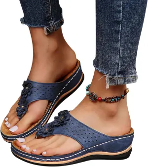 Walking Sandals Women, Women's T-Strap Sandals Vintage Boho Flat Sandals Dress Shoes Outdoor Beach Flip Flops