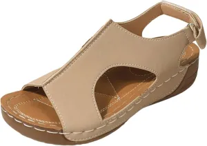 Wedge Sandals for Women Comfortable Orthopedic Platform Buckle Ankle Strap Arch Support Slip on Dressy Summer Leather Sandals