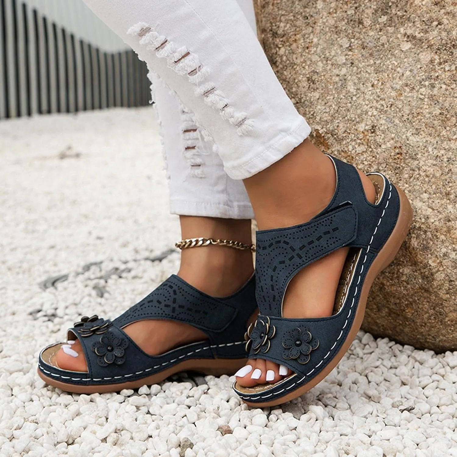 Wedge Sandals for Women Dressy Orthopedic Slip On Slide Slippers Arch Support Platform Walking Sandals