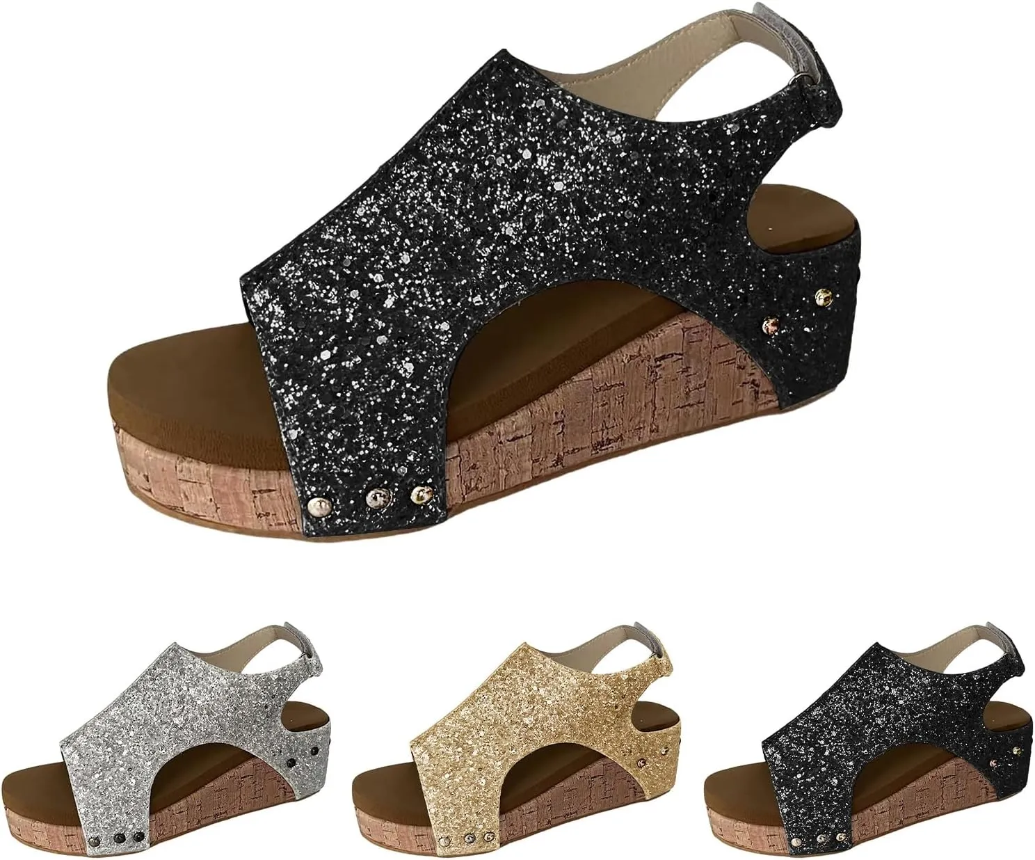 Wedge Sandals for Women Orthopedic Open Toe Wedge Platform Sandal Dressy Strap Ankle Strap Buckle Sandals