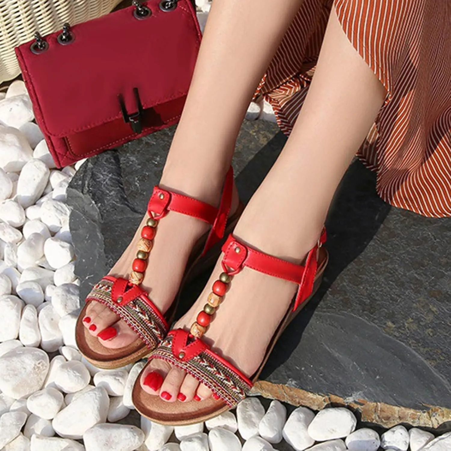 Wedge Sandals for Women Summer Low Wedges Womens Comfortable Open Toe Sandal Dressy Platform Sandals Slip on